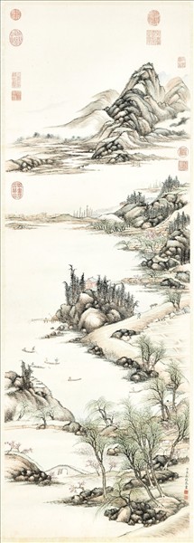 清永瑢畫春潭漁集　軸