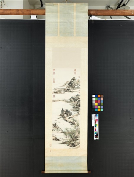 清永瑢畫春潭漁集　軸