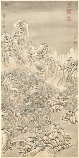 清關槐群峰積玉　軸