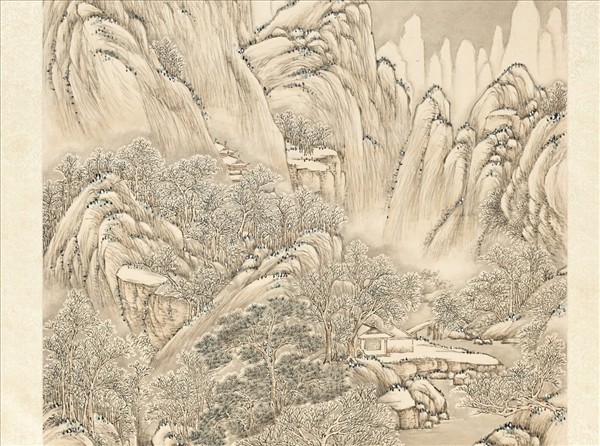 清關槐群峰積玉　軸