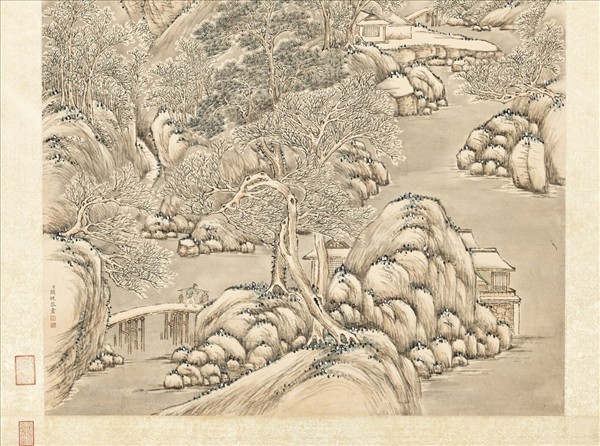 清關槐群峰積玉　軸