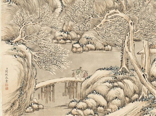 清關槐群峰積玉　軸