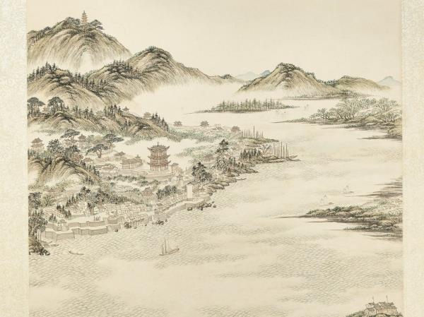 清關槐黃鶴樓圖　軸