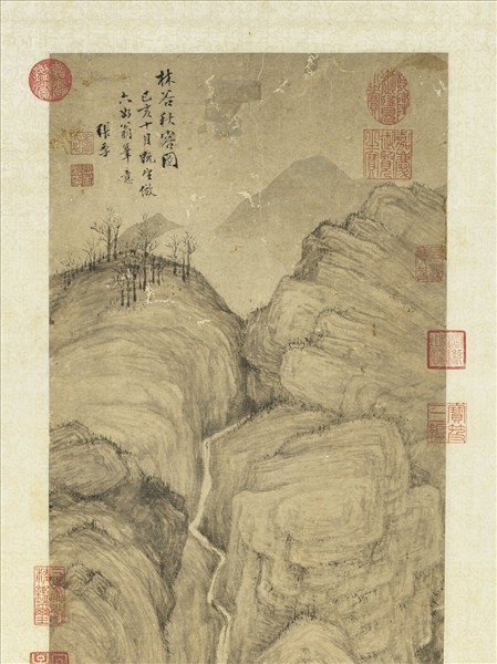 明張季林谷秋容　軸