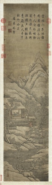 清錫林畫雪景人物事蹟高宗御題　軸