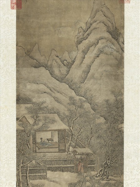 清錫林畫雪景人物事蹟高宗御題　軸