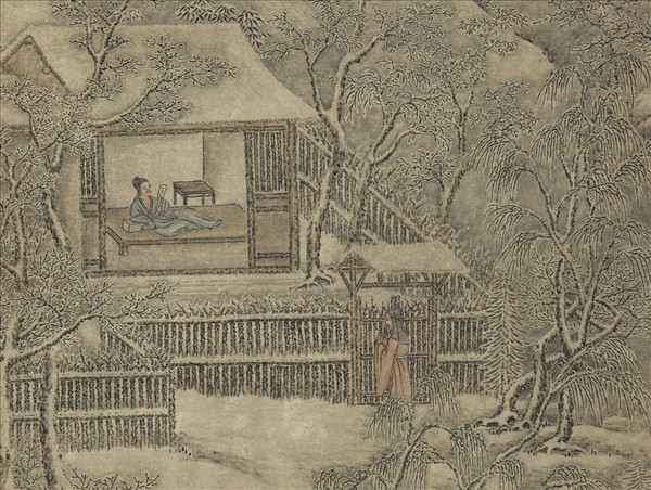 清錫林畫雪景人物事蹟高宗御題　軸