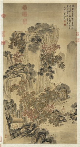 清曹夔音山水高宗御題　軸