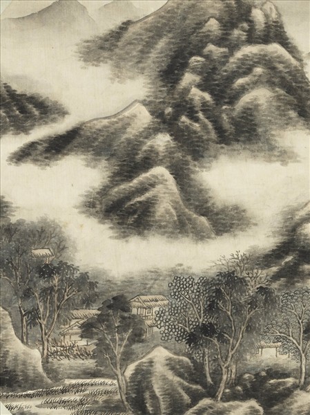 清王炳山村煙雨　軸