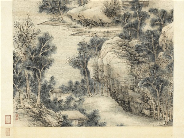 清王炳畫澄波月泛　軸