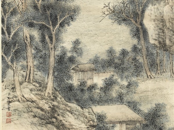 清王炳畫澄波月泛　軸