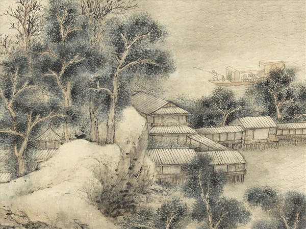 清王炳畫澄波月泛　軸