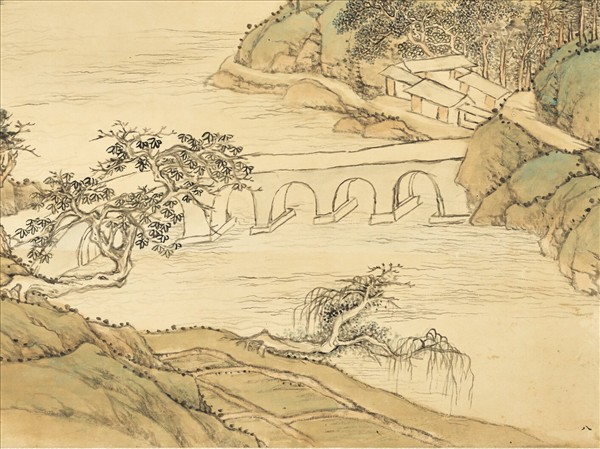 清張宗蒼石湖霽景　軸