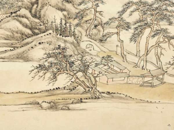 清張宗蒼畫華山鳥道　軸