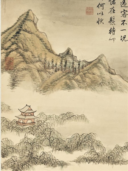 清張宗蒼畫寒山曉鐘　軸