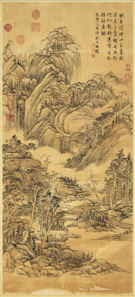 清張宗蒼畫松雲溪館　軸