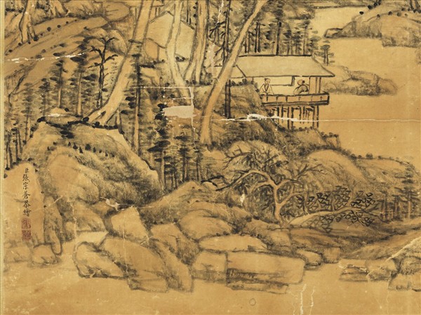 清張宗蒼畫松雲溪館　軸