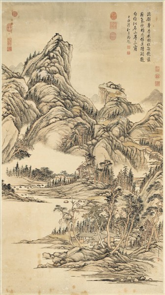 清張宗蒼青峰紅樹　軸