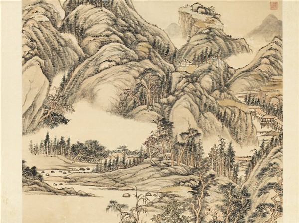 清張宗蒼青峰紅樹　軸