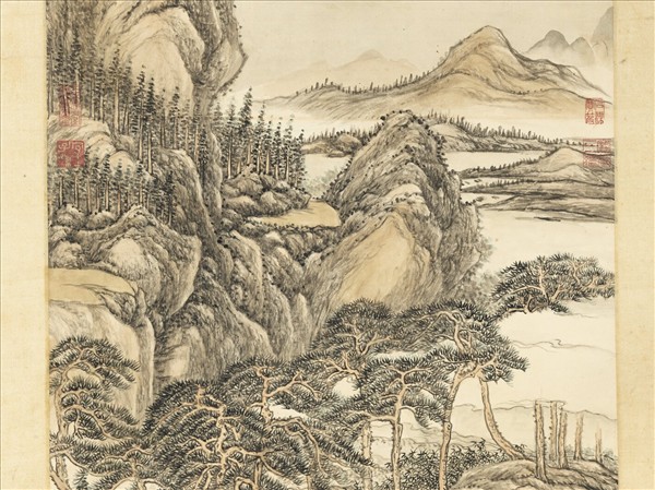 清張宗蒼畫松風溪閣　軸