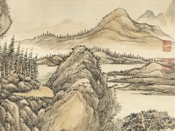 清張宗蒼畫松風溪閣　軸