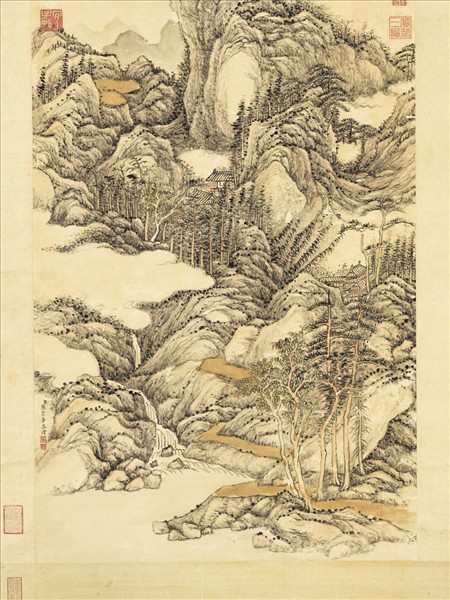 清張宗蒼畫雲峰飛瀑　軸