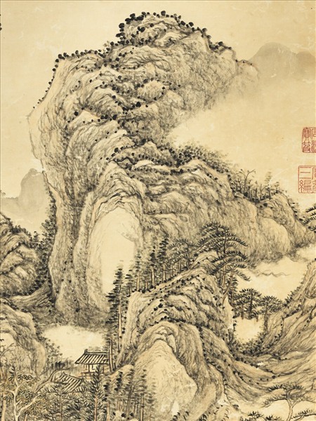 清張宗蒼畫雲峰飛瀑　軸