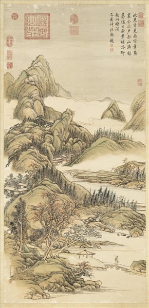 清張宗蒼白雲紅樹　軸