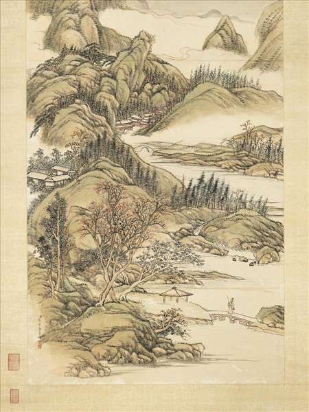 清張宗蒼白雲紅樹　軸