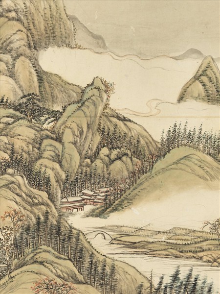 清張宗蒼白雲紅樹　軸