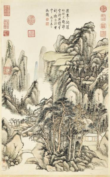 清張宗蒼秋山霽色　軸