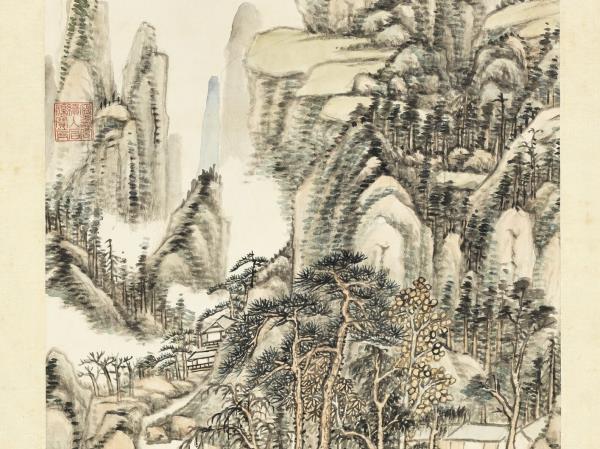 清張宗蒼秋山霽色　軸