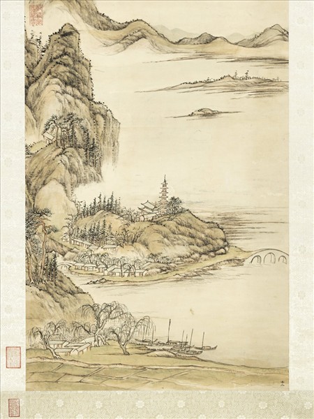 清張宗蒼畫光福山橋　軸