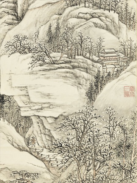 清張宗蒼雪景　軸