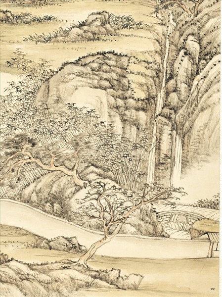 清張宗蒼千尺飛泉　軸