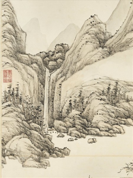 清張宗蒼竹亭觀瀑圖　軸