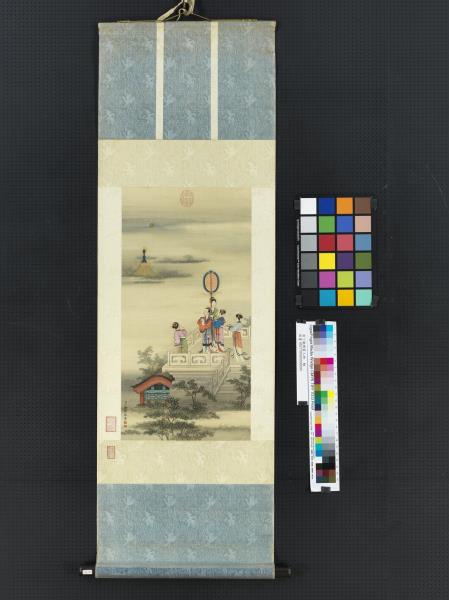 清丁觀鵬畫人物　軸