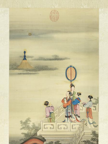 清丁觀鵬畫人物　軸