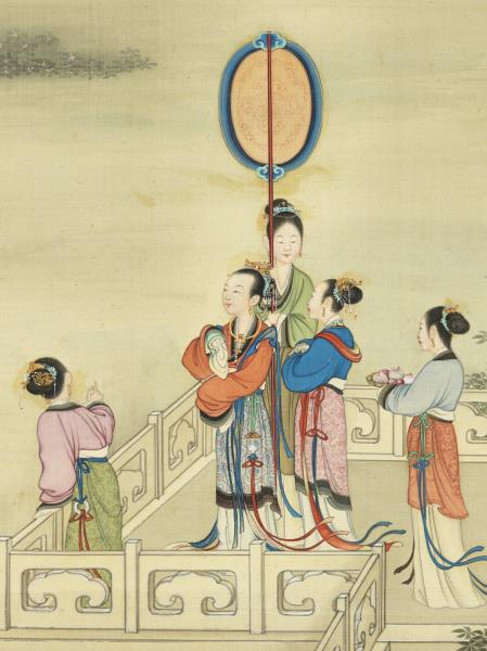 清丁觀鵬畫人物　軸