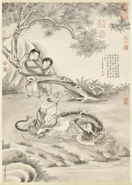 清丁觀鵬畫應真像　軸