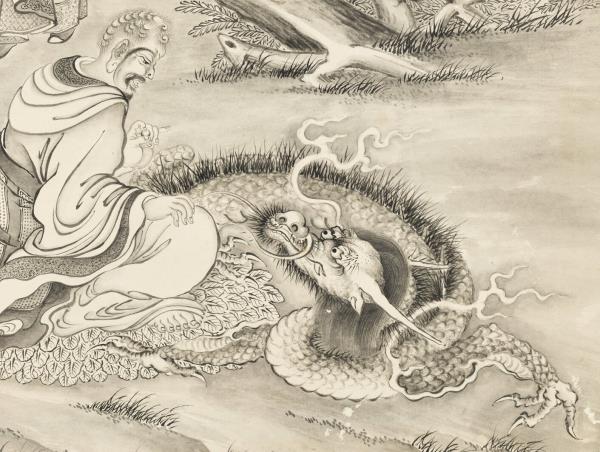 清丁觀鵬畫應真像　軸