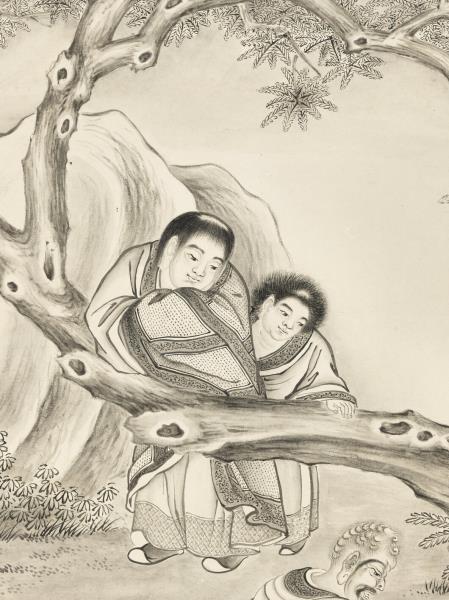 清丁觀鵬畫應真像　軸