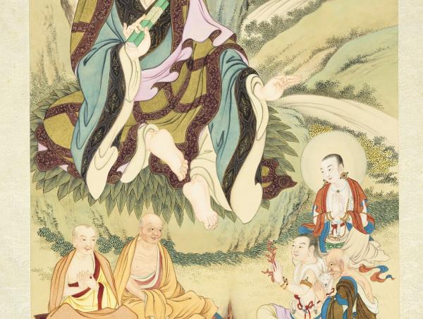 清丁觀鵬畫十六應真像（十三）第十三巴納塔嘎尊者　軸