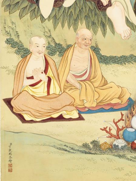 清丁觀鵬畫十六應真像（十三）第十三巴納塔嘎尊者　軸