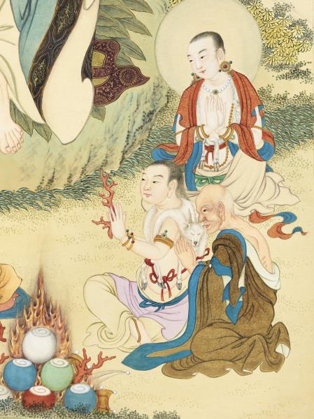 清丁觀鵬畫十六應真像（十三）第十三巴納塔嘎尊者　軸