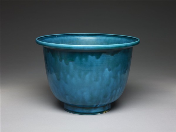 孔雀藍釉花盆