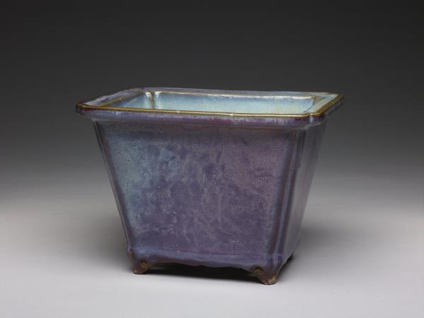 鈞窯 天藍葡萄紫釉長方花盆