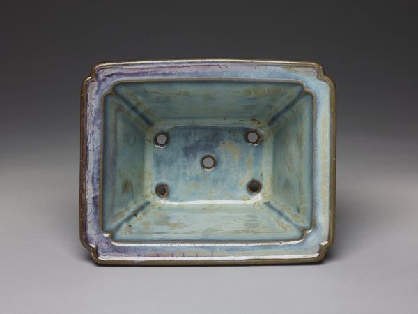 鈞窯 天藍葡萄紫釉長方花盆