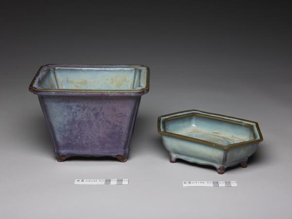 鈞窯 天藍葡萄紫釉長方花盆