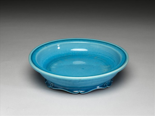 孔雀綠釉盆托